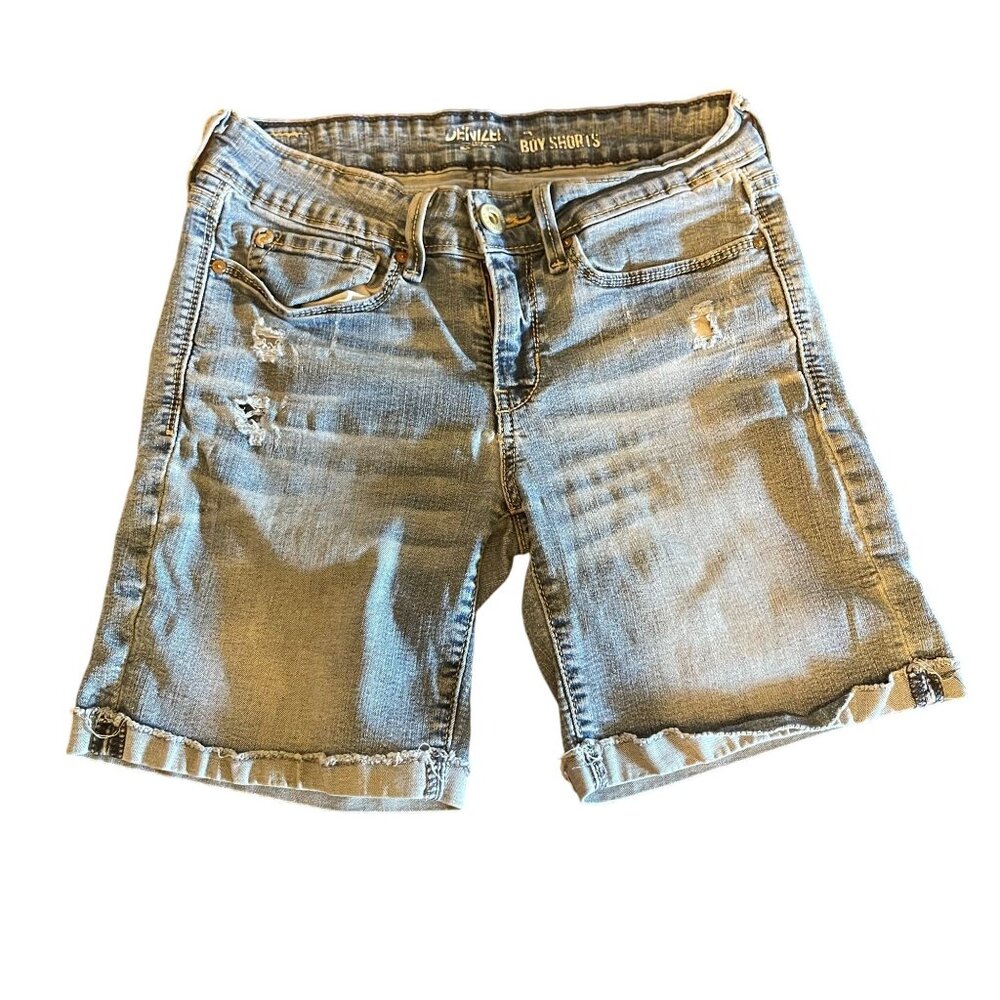 Denizen From Levis Boy Shorts Light Wash Denim‎ Distressed Rolled Hem size 5 w27